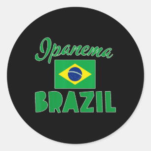 Ipanema Beach Rio Brazil Flag Classic Round Sticker