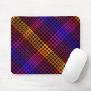 Ipanema colours circles on black, forming squares mouse mat