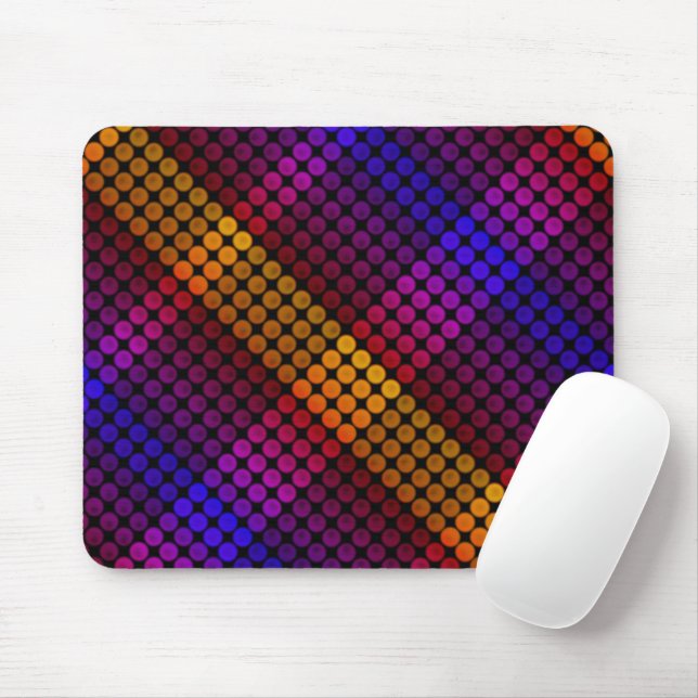 Ipanema colours circles on black, forming squares mouse mat (With Mouse)