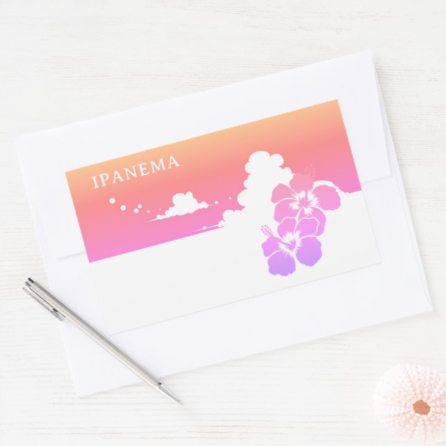 IPANEMA Hibiscus Blue Sky Rectangle Rectangular Sticker (Envelope)