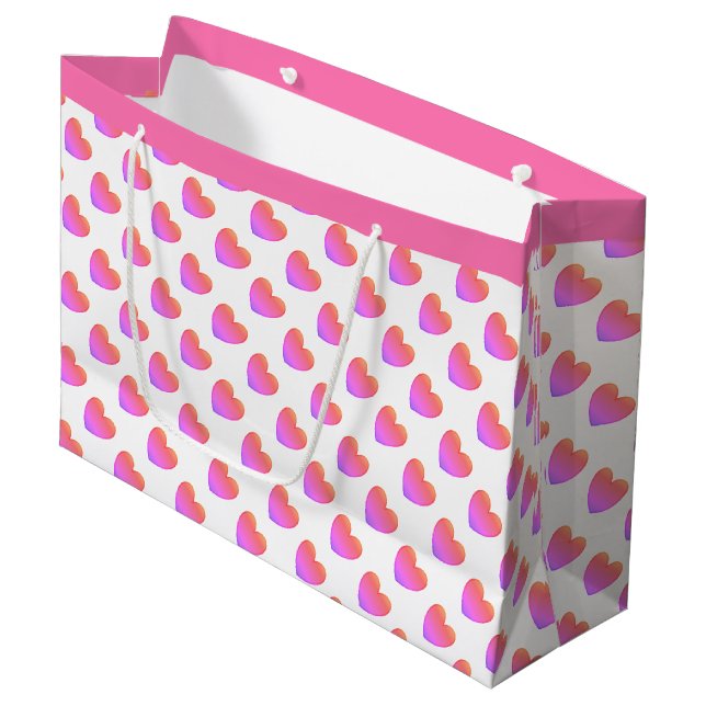 Ipanema Pink Hearts Large Gift Bag (Front Angled)