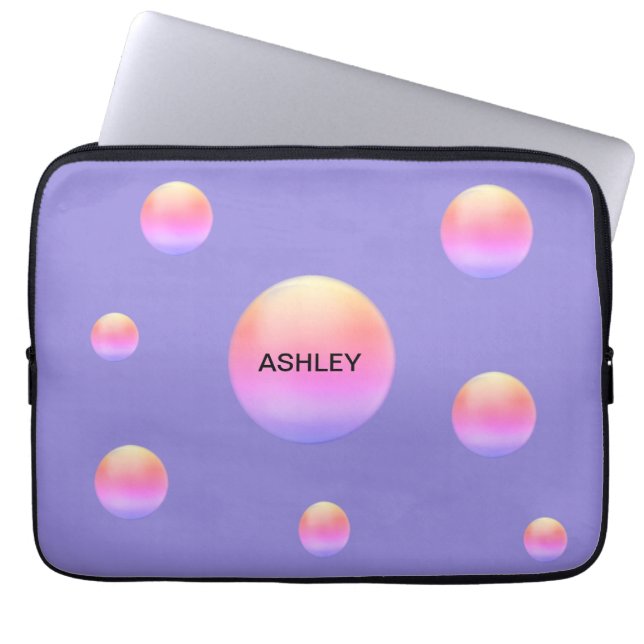 Ipanema Polka Dots on Lavender Blue Laptop Sleeve (Front)