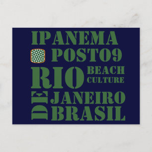 ipanema  posto 9, beach culture postcard