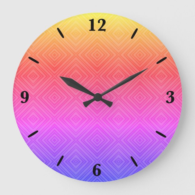 Ipanema Rainbow Hypnotic Diamond Modern Pop Art Large Clock (Front)