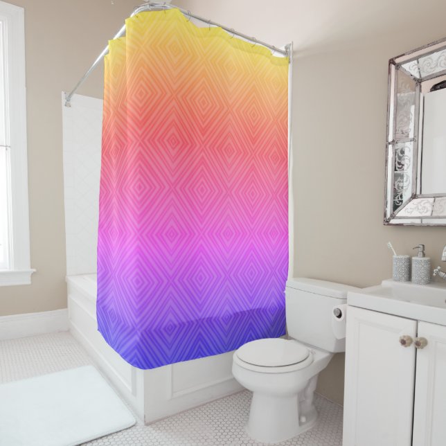 Ipanema Rainbow Hypnotic Diamond Modern Pop Art Shower Curtain (In Situ)