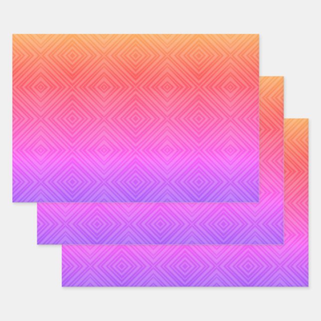 Ipanema Rainbow Hypnotic Diamond Modern Pop Art Wrapping Paper Sheet (Set)