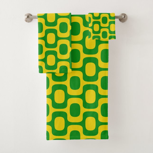 Ipanema Sidewalk Pattern, Beach Pattern, Brazil Bath Towel Set (Insitu)