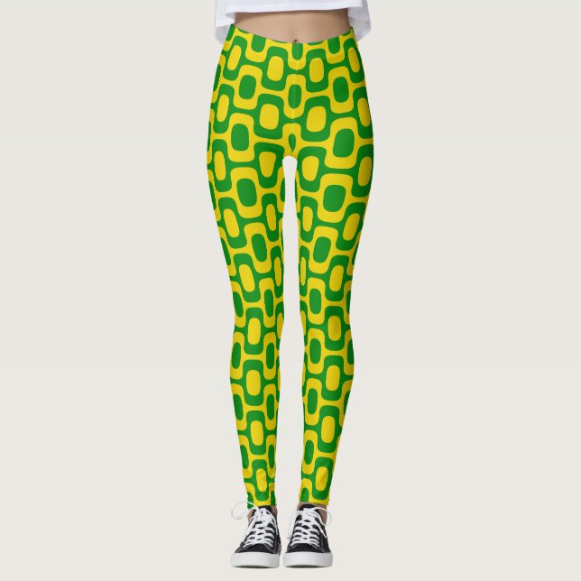 Ipanema Sidewalk Pattern, Beach Pattern, Brazil Leggings (Front)