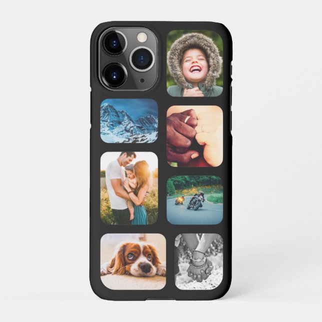 iPhone11 Pro Photo Collage Template Rounded Mobile iPhone Case (Back)