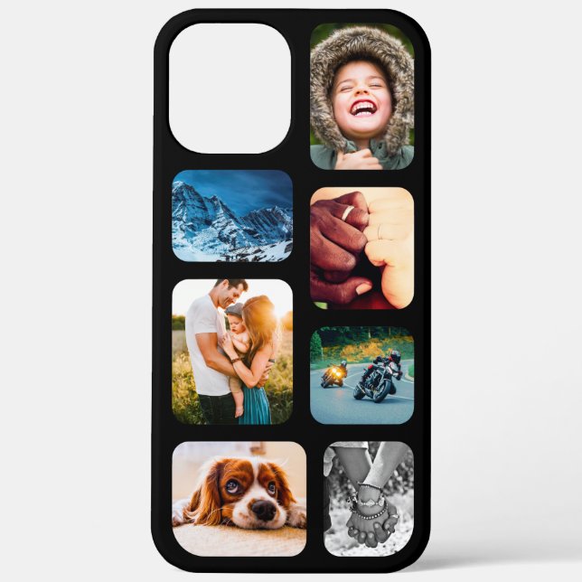 iPhone12 Max Photo Collage Template Rounded Phone Case-Mate iPhone Case (Back)