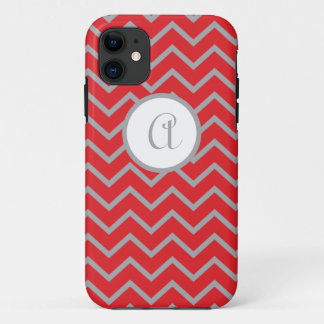 iPhone5 case Personalised, Red with Grey Chevrons