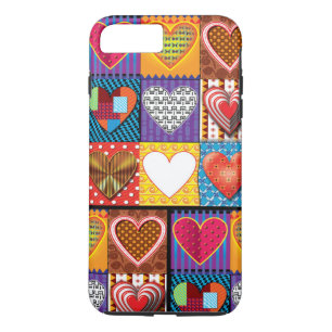 iPhone8 Plus/ case. colourful multi hearts design. iPhone 8 Plus/7 Plus Case
