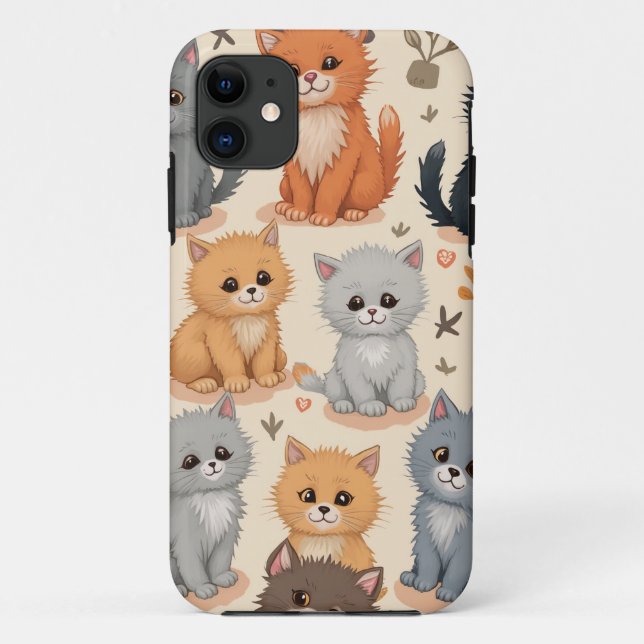 iPhone 11 Cases Cute  kitten pattern (Back)