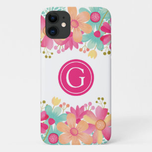 Iphone 11 Gouache Floral Personalised Initial Case