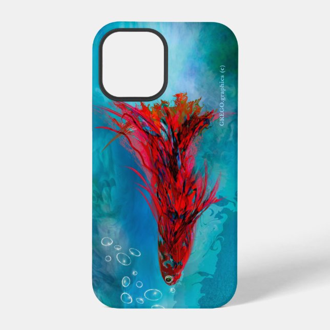 iPhone 12 Pro - a case of a Red Feathered Fish (Back)