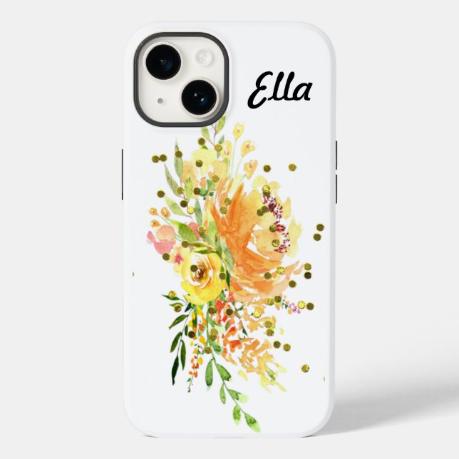 iPhone 14 Case Tough with Yellow Flowers (Back)