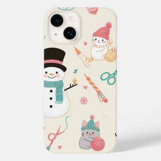 iPhone 14 Cases-Cat snowman Case-Mate iPhone 14 Case