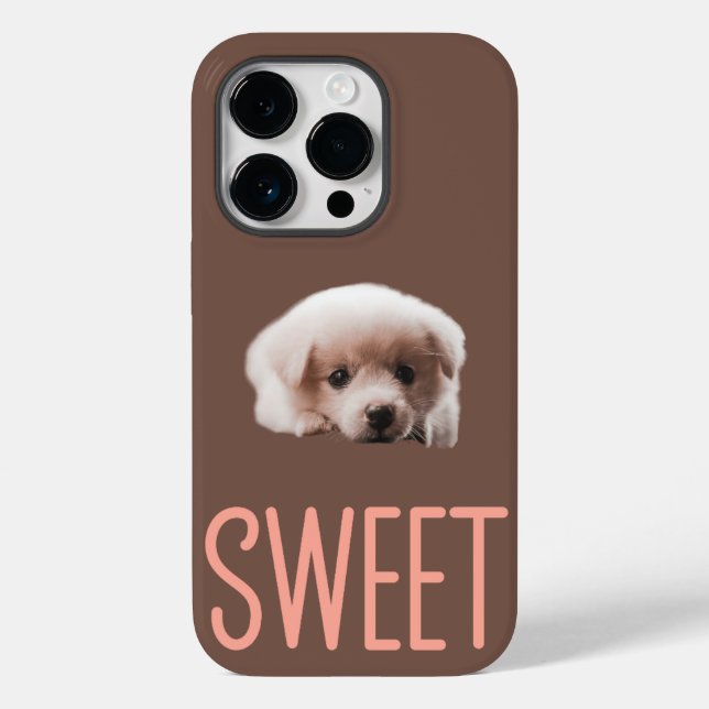 iPhone 14 Pro Cases Sweet Puppy and Brown Design (Back)
