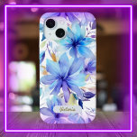 iPhone 15 Case Blue & Purple Floral Design & Name<br><div class="desc">iPhone 15 Case Mate Tough Phone Case With a Simple Elegant Blue and Purple Floral Design. Add your name, a catch phrase or anything you would like to make it yours! The name plate size is customisable in case you need to add more text. Just go into the design editor...</div>