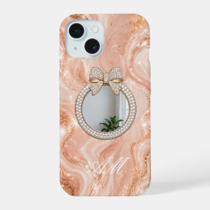 iPhone 15 Case Rose Gold Marble Personalised Name