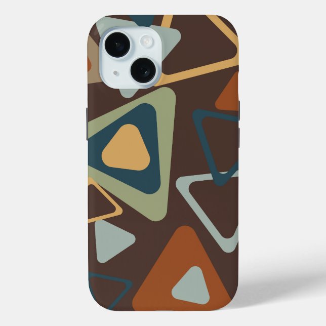 iPhone 15 Case With Mid Century Modern Triangles  (Back)