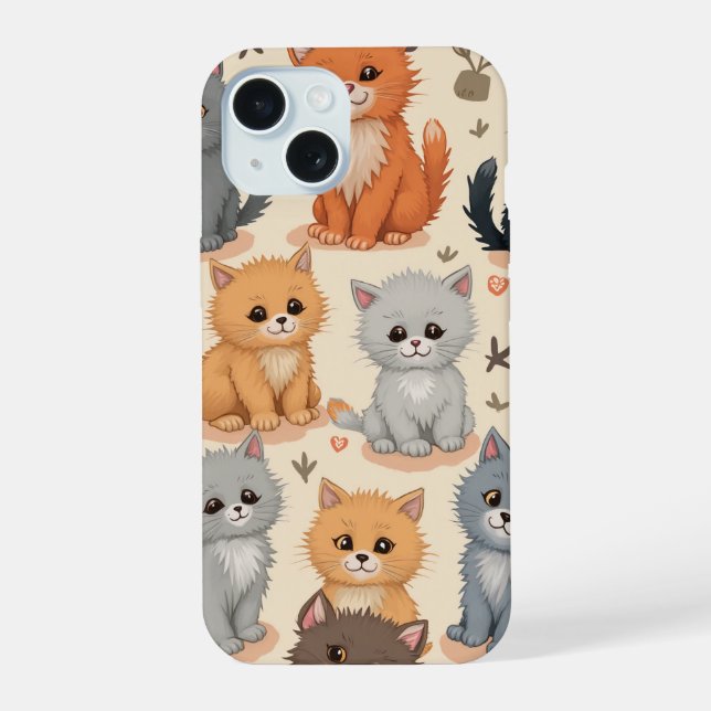  iPhone 15 Cases Cute kitten pattern Phone Case (Back)