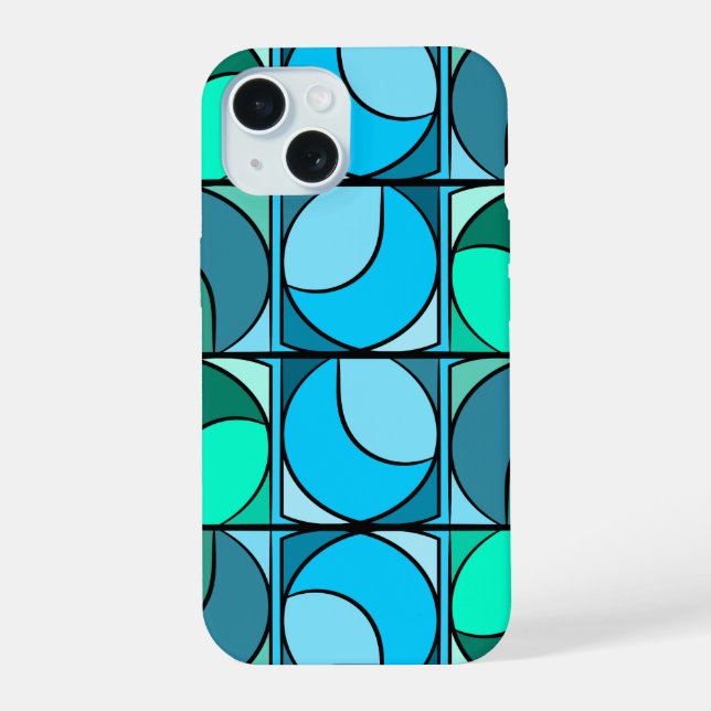 Iphone 15 design 70' blue shell case (Back)