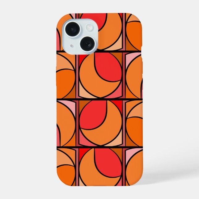 Iphone 15 design 70' orange shell case (Back)