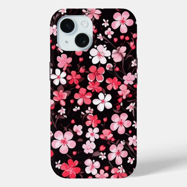 iPhone 15 Phone Case Cherry Blossom Floral Design (Back)