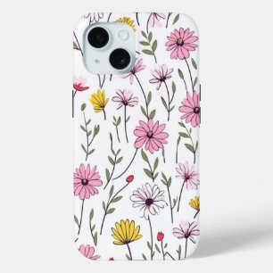 iPhone 15 Phone Case Elegant Pink Floral Design