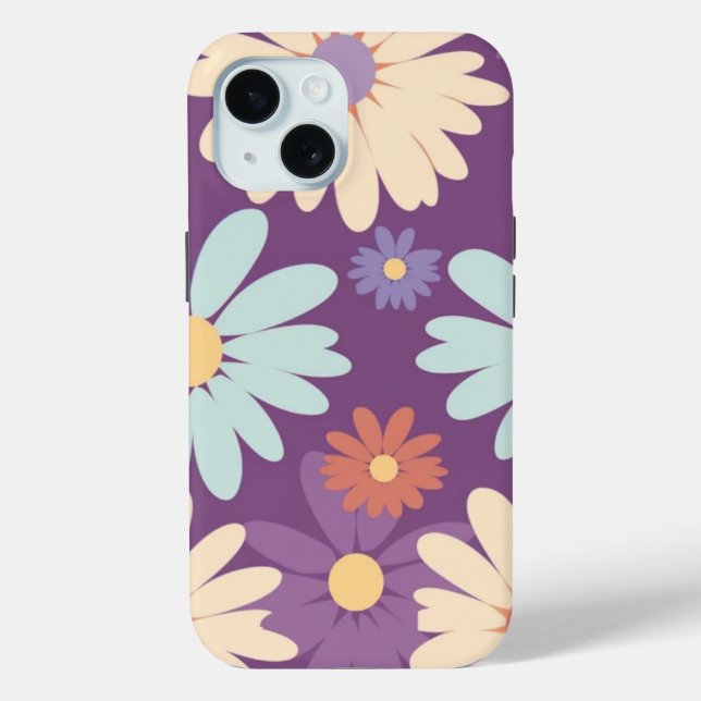 iPhone 15 Phone Case Retro Floral Art Design (Back)