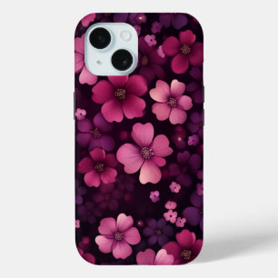 iPhone 15 Phone Case w/ Vibrant Red Floral Design