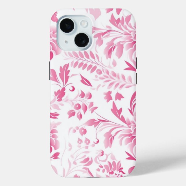 iPhone 15 Phone Case With a Pink Floral Design (Back)