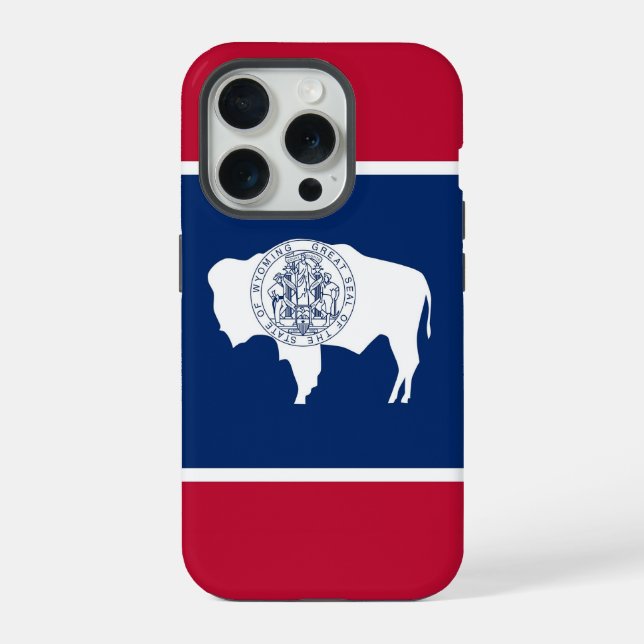 iPhone 15 Pro Case-Mate, Wyoming flag Case (Back)