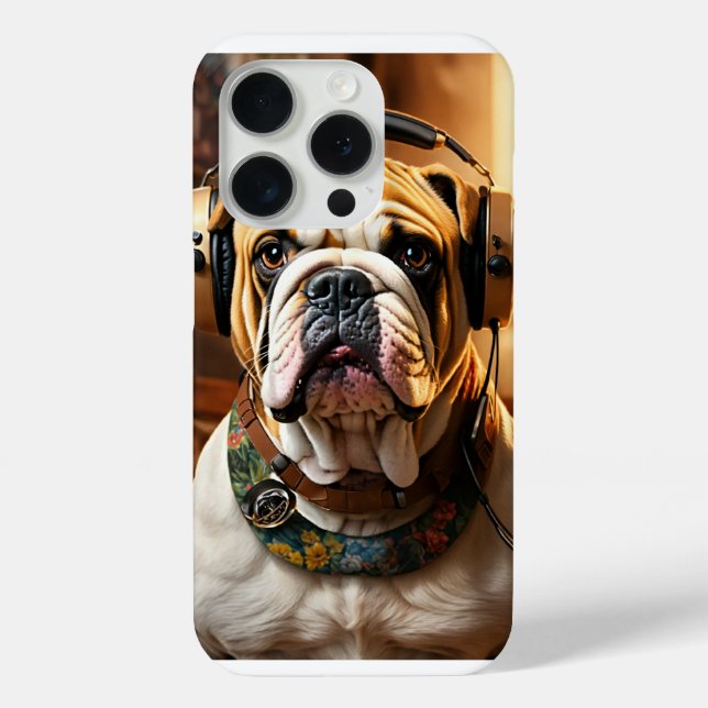 iPhone 15 Pro Case with Bold Bulldog Design (Back)