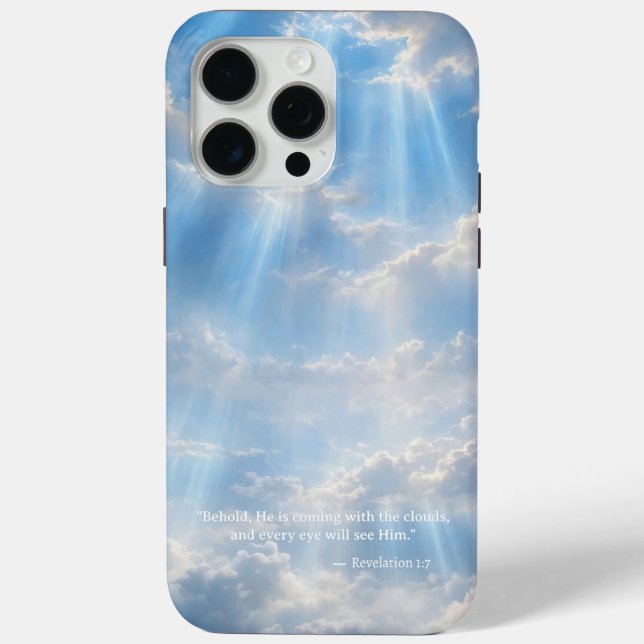 iPhone 15 Pro Max Case • Luminous Clouds Scripture (Back)