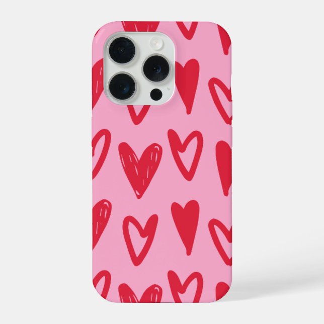 IPhone 15 Pro Mobile Case With Heart Design. (Back)
