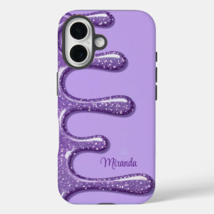 iPhone 16 Case Lavender Glitter Drips