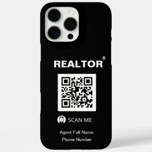 iPhone 16 Pro Max Black Case - Realtor®+QR Code