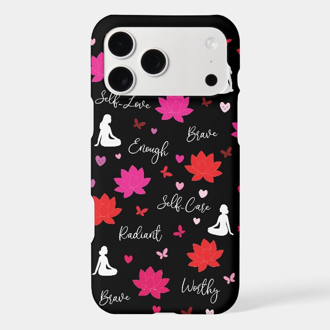 iPhone 16 Pro Max Case Floral Affirmation Words (Back)