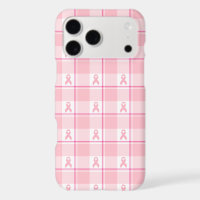 iPhone 17 Case Breast Cancer Awareness Plaid, Pink