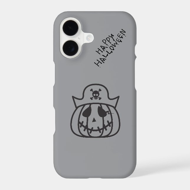 iPhone 17 Case Mate – Grey Cute Halloween Pumpkin (Back)