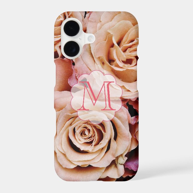 iPhone 17 Case Pink Rose Roses Custom Monogram (Back)