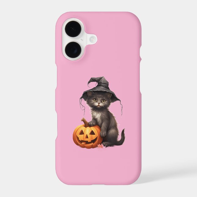 iPhone 17 Pink Case – Cute Halloween Cat Design (Back)