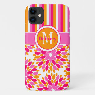 iPhone 1 Plus Case   Floral, Stripes   Pink Orange