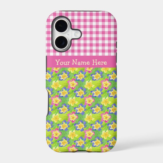 iPhone 5/5s Case Personalize: Primroses Gingham (Back)