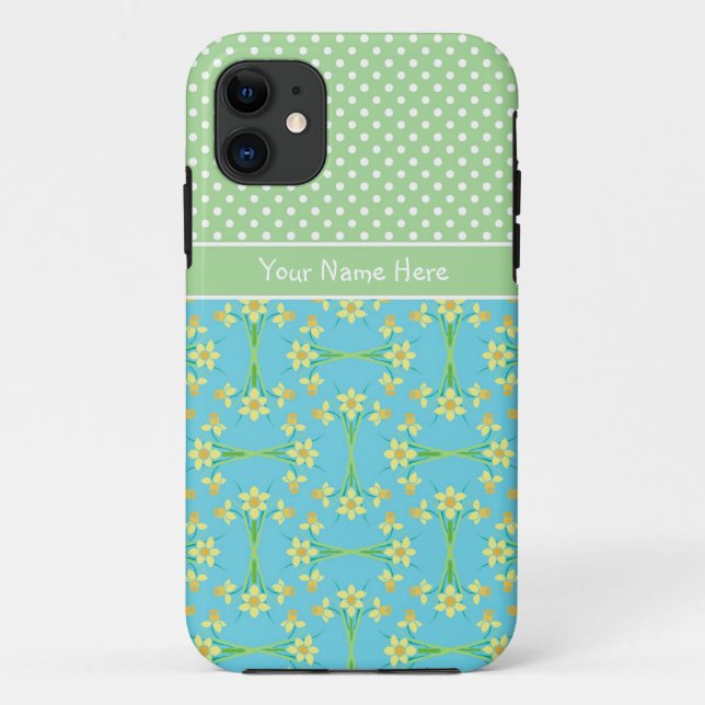 iPhone 5/5s Case to Personalise: Daffodils, Polkas (Back)