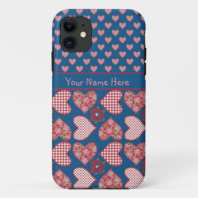 iPhone 5/5s Case to Personalise: Hearts and Roses (Back)