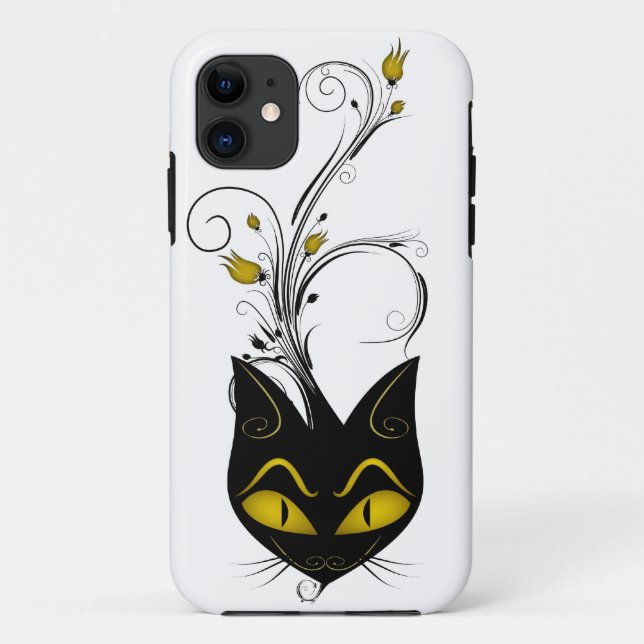 iPhone 5 Barely There Case Black Cat Yellow Flower (Back)