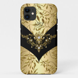 iPhone 5 Case-Mate Cream Gold Damask Black 11 Case